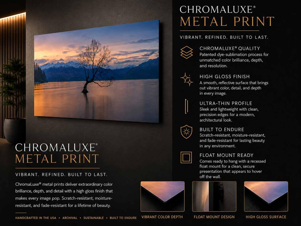 Chromaluxe Metal Fine Art Prints | Gallery Float Mount